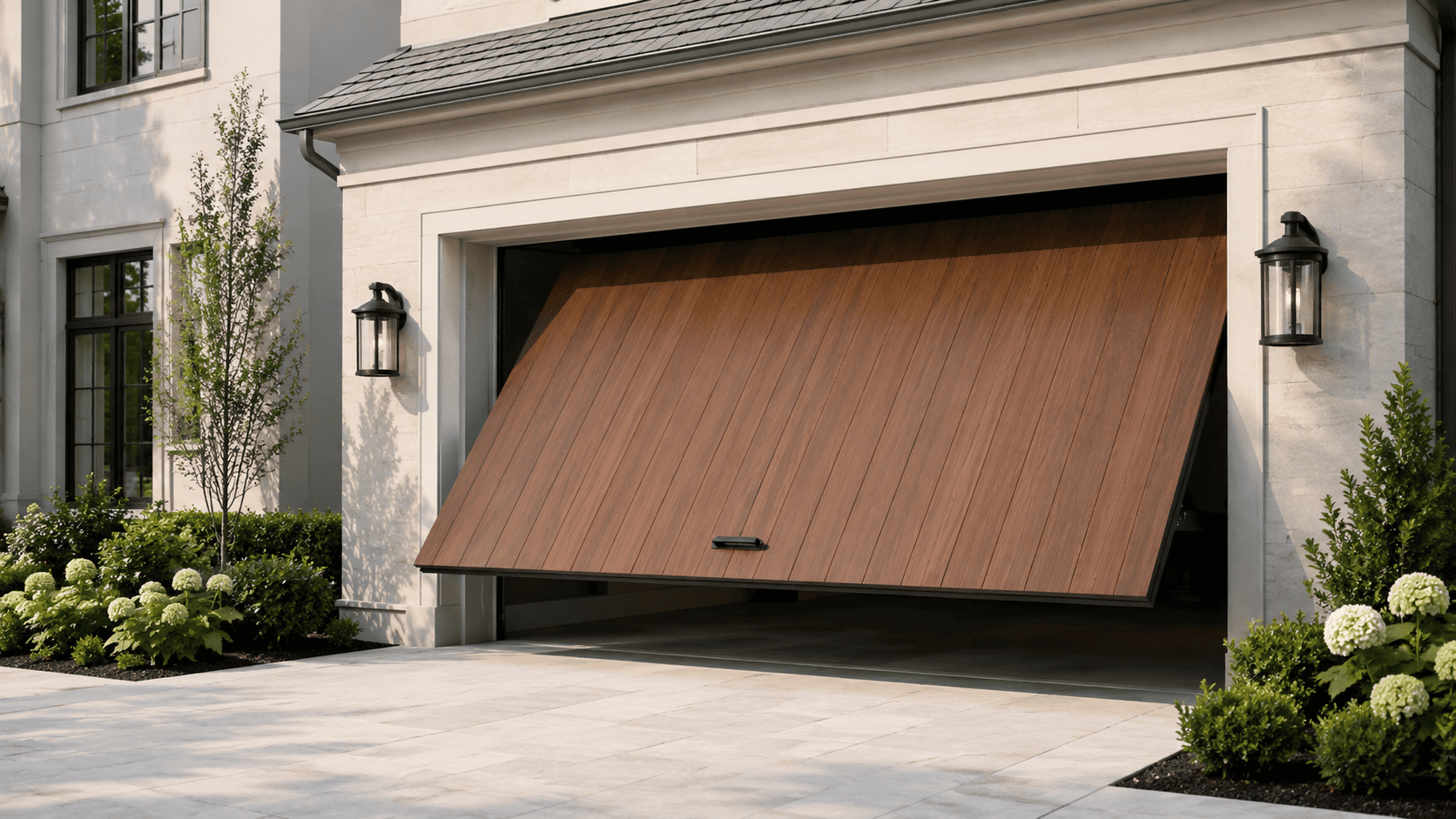 Garage door repair in progress —